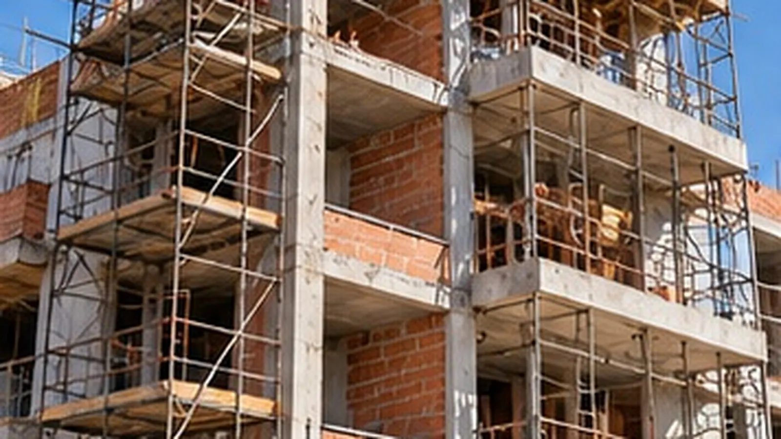 Engenheiro de capacete analisando projeto diante de prédio em construção
